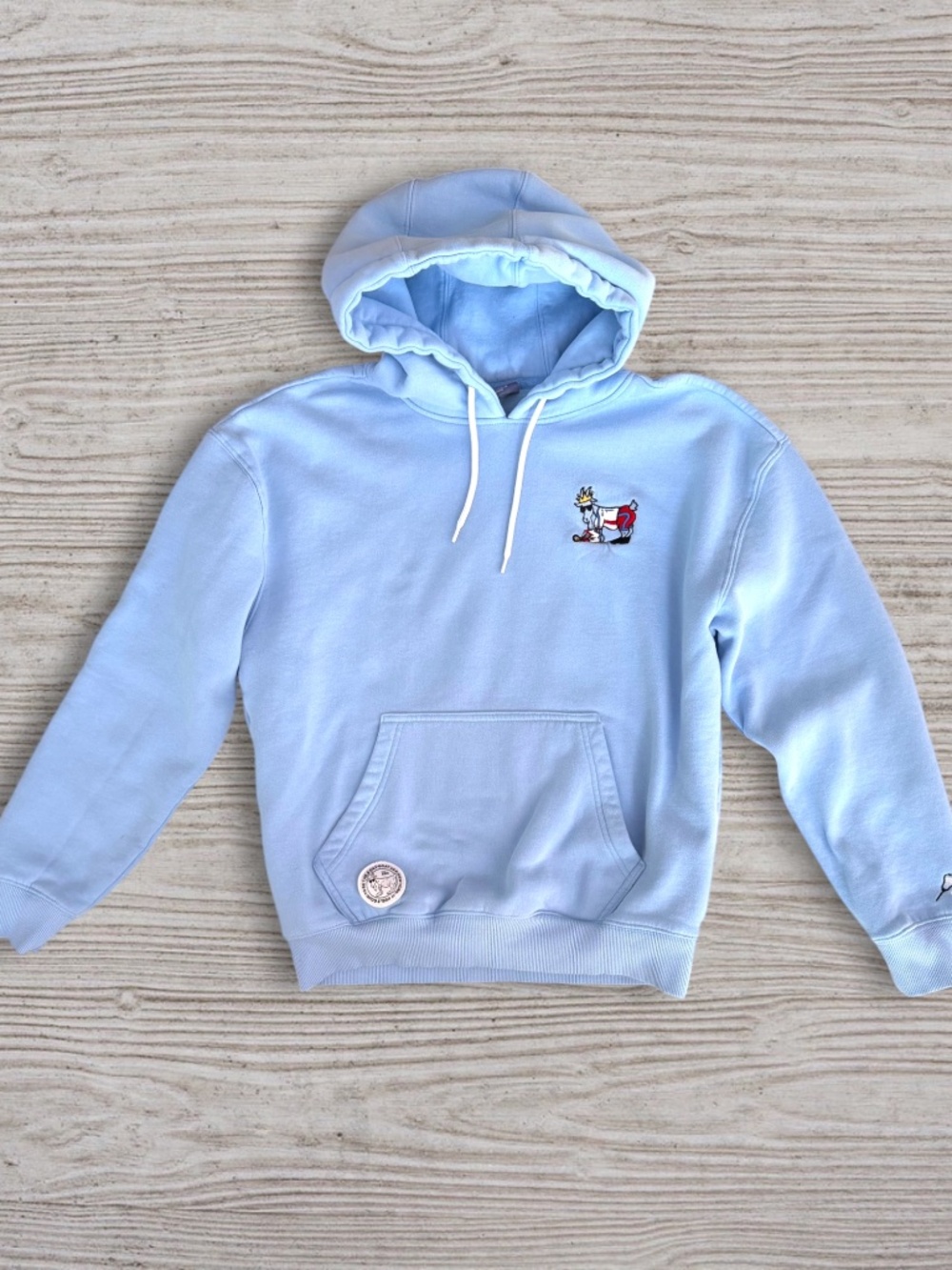 GOAT USA Lacrosse Hoodie Light Blue Embroidered Fleece Pullover Adult XS